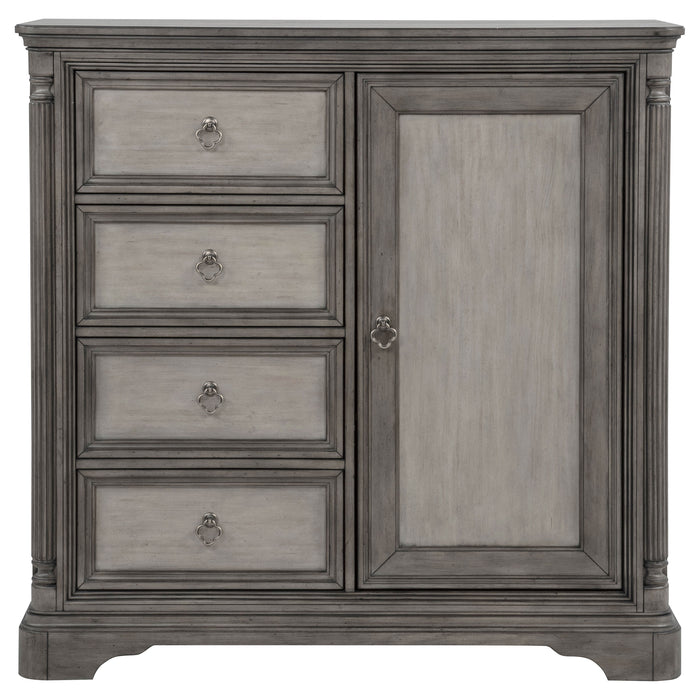 Cresswell 4-drawer Door Chest with Hidden Storage Weathered Taupe