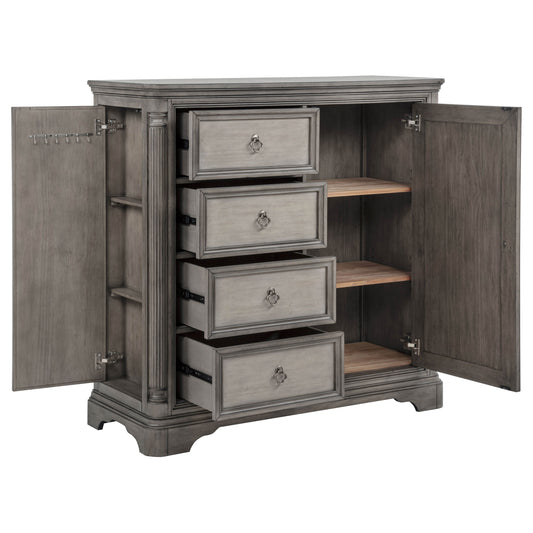 Cresswell 4-drawer Door Chest with Hidden Storage Weathered Taupe