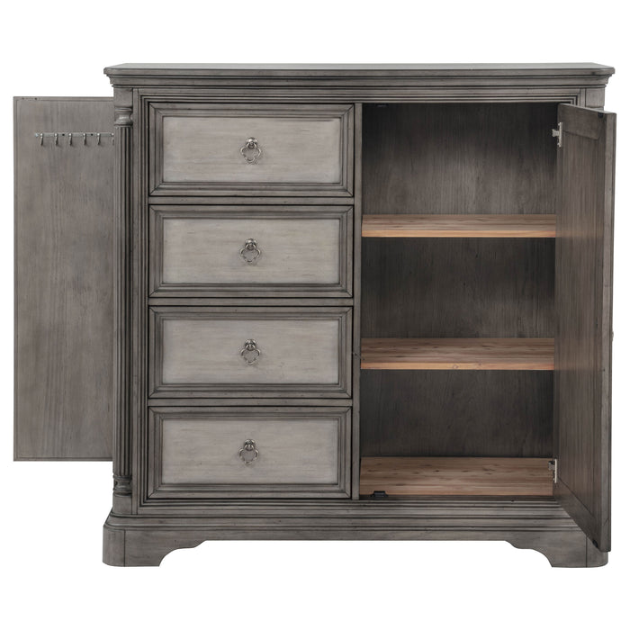 Cresswell 4-drawer Door Chest with Hidden Storage Weathered Taupe