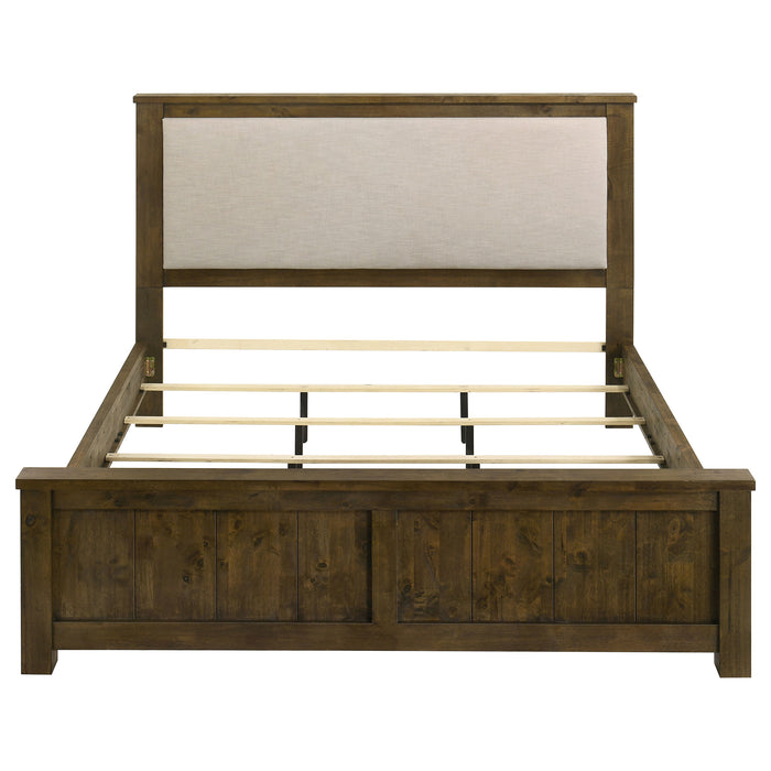 Doherty Eastern King Linen Upholstered Panel Bed Rustic Brown