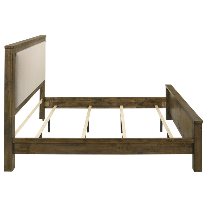 Doherty Eastern King Linen Upholstered Panel Bed Rustic Brown