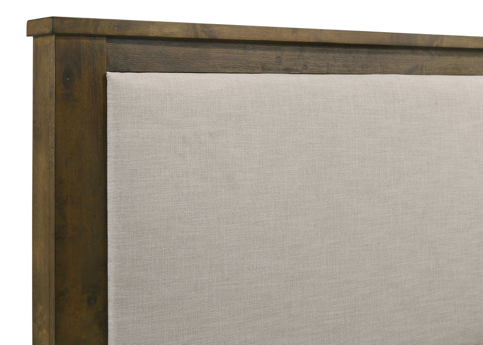 Doherty Eastern King Linen Upholstered Panel Bed Rustic Brown