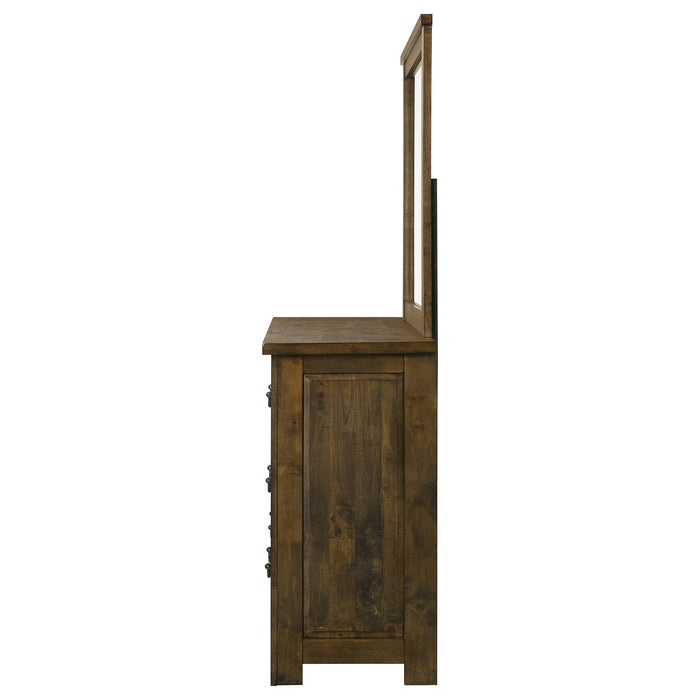 Doherty 6-drawer Dresser with Mirror Rustic Brown