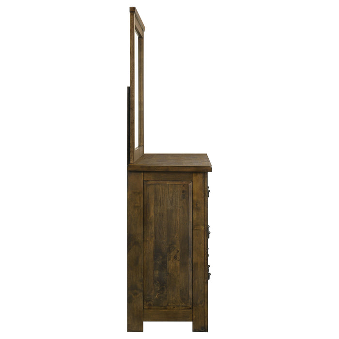 Doherty 6-drawer Dresser with Mirror Rustic Brown