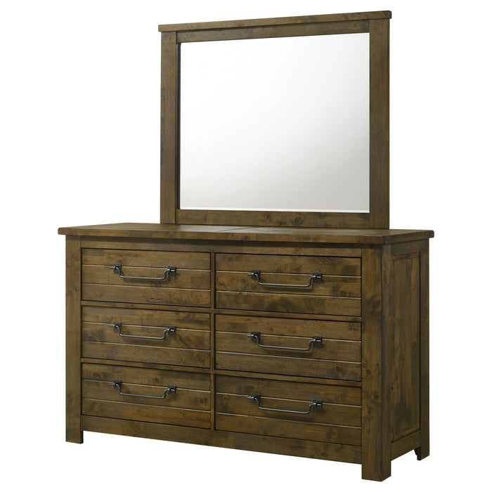 Doherty 6-drawer Dresser with Mirror Rustic Brown