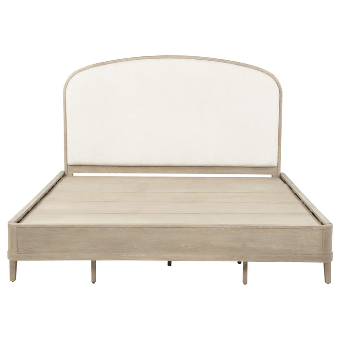 Lucaire Eastern King Upholstered Panel Bed Sandstone