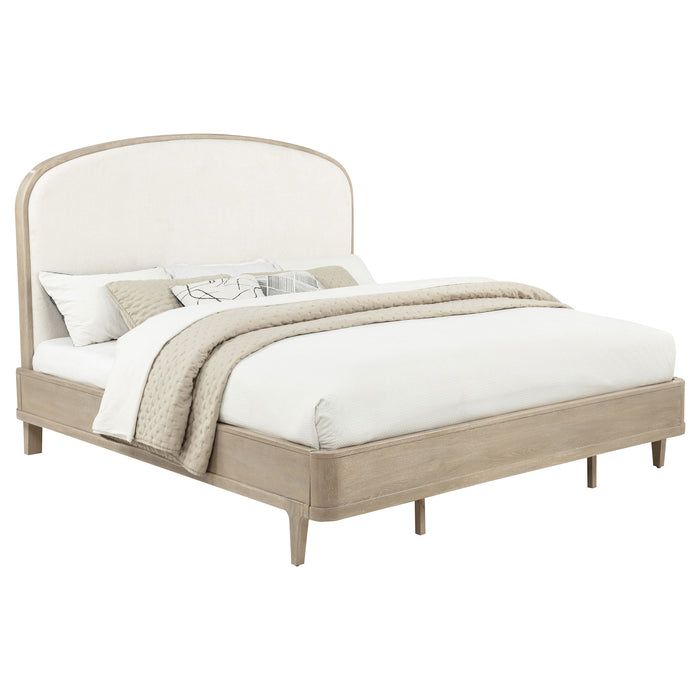 Lucaire Eastern King Upholstered Panel Bed Sandstone