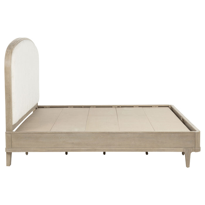 Lucaire Eastern King Upholstered Panel Bed Sandstone