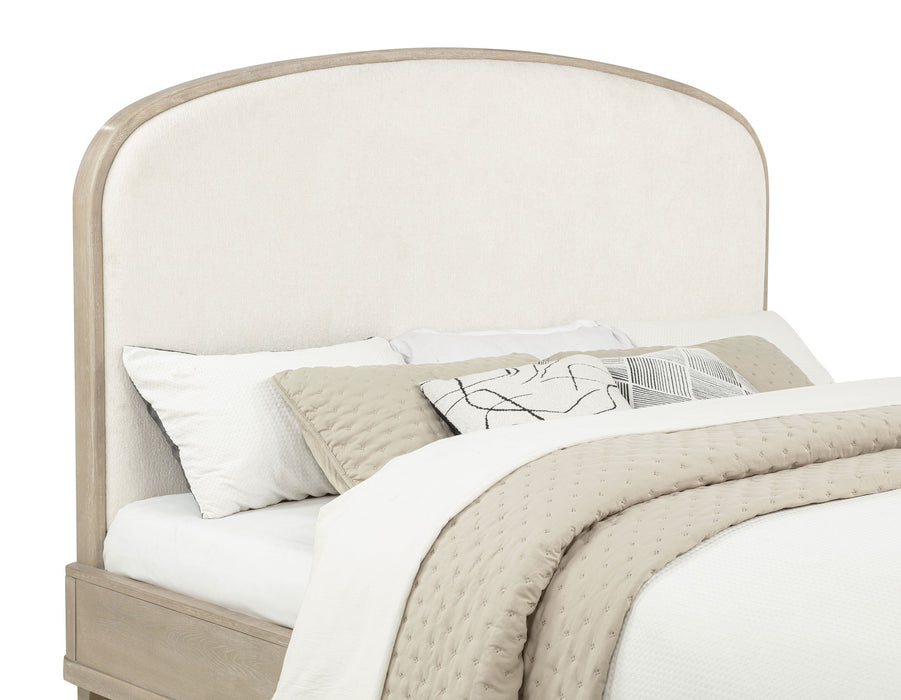 Lucaire California King Upholstered Panel Bed Sandstone