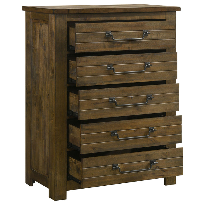 Doherty 5-drawer Chest of Drawers Rustic Brown
