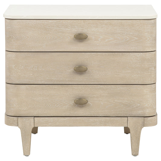 Lucaire 3-drawer Nightstand Bedside Table Sandstone