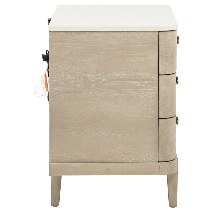 Lucaire 3-drawer Nightstand Bedside Table Sandstone