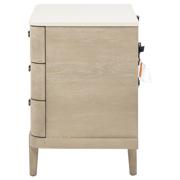Lucaire 3-drawer Nightstand Bedside Table Sandstone