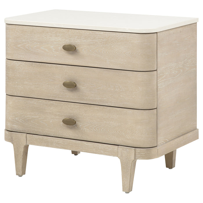 Lucaire 3-drawer Nightstand Bedside Table Sandstone