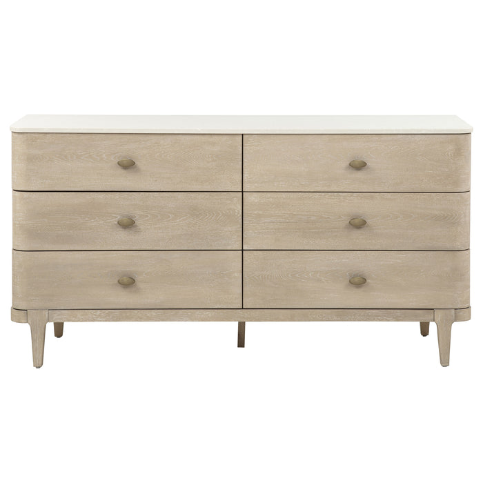 Lucaire 6-drawer Dresser Cabinet Sandstone
