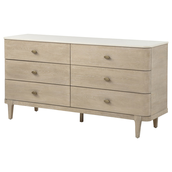 Lucaire 6-drawer Dresser Cabinet Sandstone