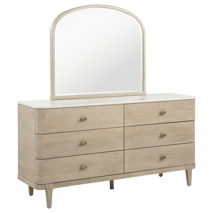 Lucaire 6-drawer Dresser Cabinet with Mirror Sandstone