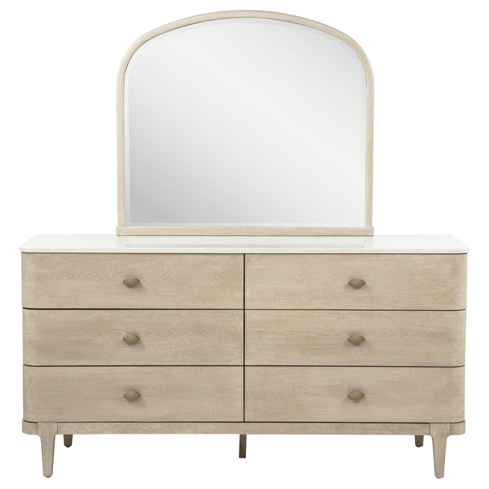Lucaire 6-drawer Dresser Cabinet with Mirror Sandstone