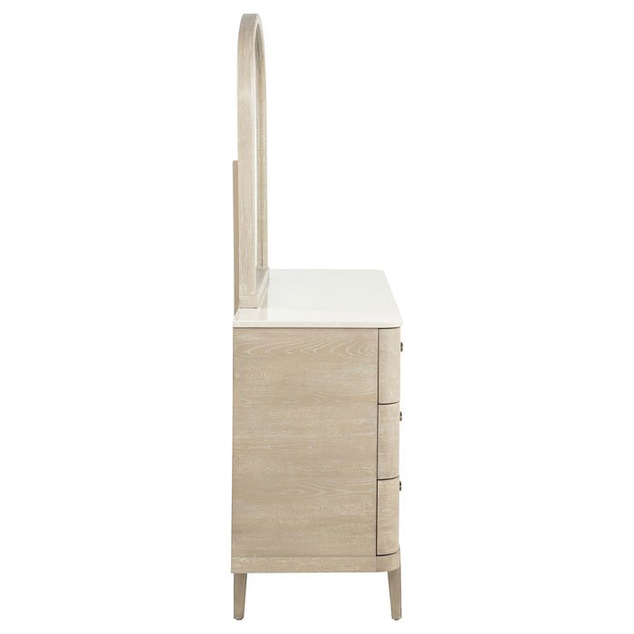 Lucaire 6-drawer Dresser Cabinet with Mirror Sandstone