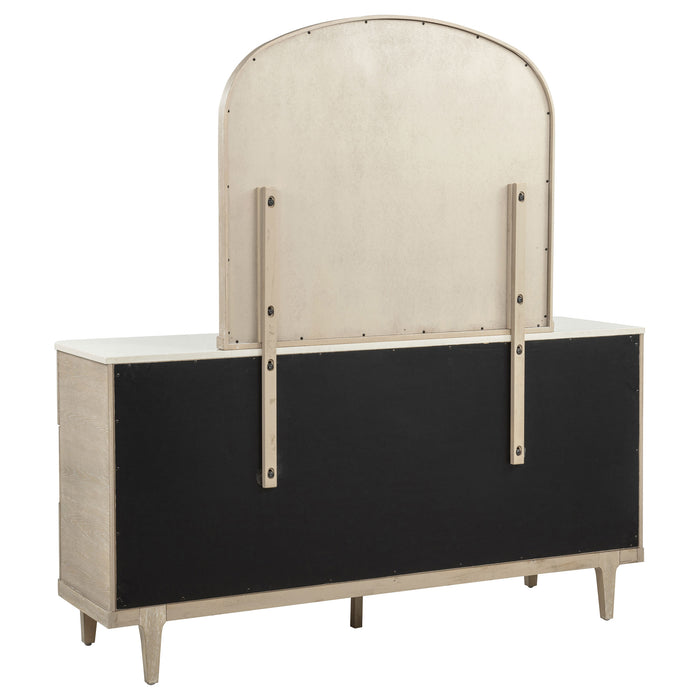 Lucaire 6-drawer Dresser Cabinet with Mirror Sandstone