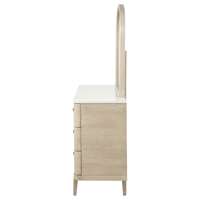 Lucaire 6-drawer Dresser Cabinet with Mirror Sandstone
