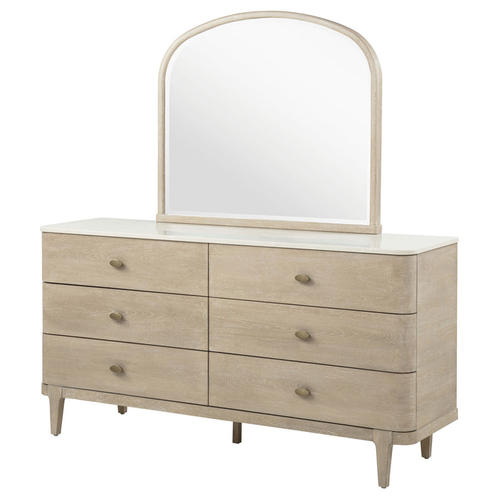 Lucaire 6-drawer Dresser Cabinet with Mirror Sandstone