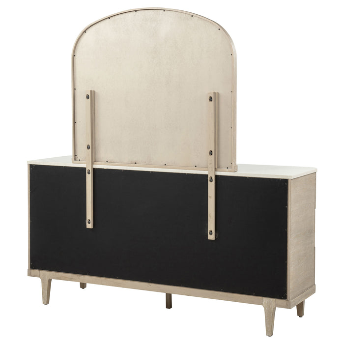 Lucaire 6-drawer Dresser Cabinet with Mirror Sandstone