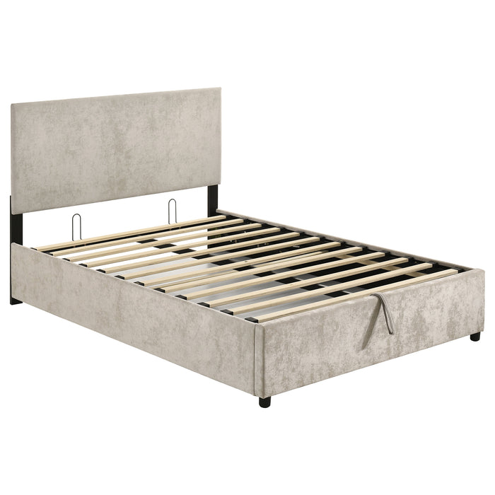Reeves Upholstered Full Lift-Top Storage Platform Bed Beige