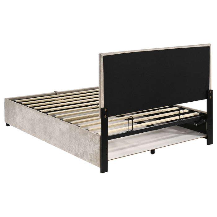 Reeves Upholstered Full Lift-Top Storage Platform Bed Beige