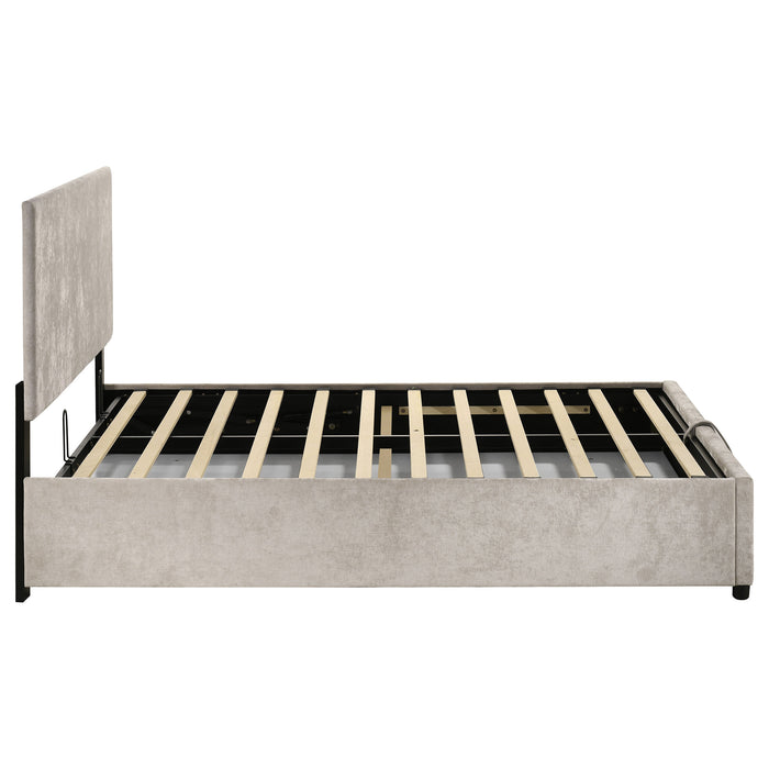 Reeves Upholstered Full Lift-Top Storage Platform Bed Beige