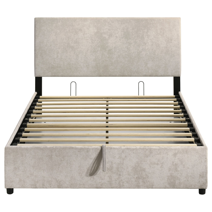Reeves Upholstered Full Lift-Top Storage Platform Bed Beige