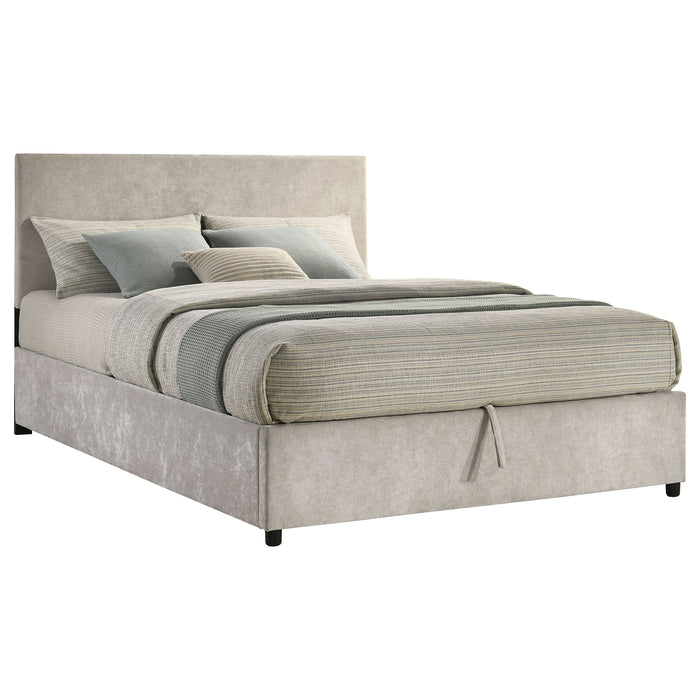 Reeves Upholstered Queen Lift-Top Storage Platform Bed Beige