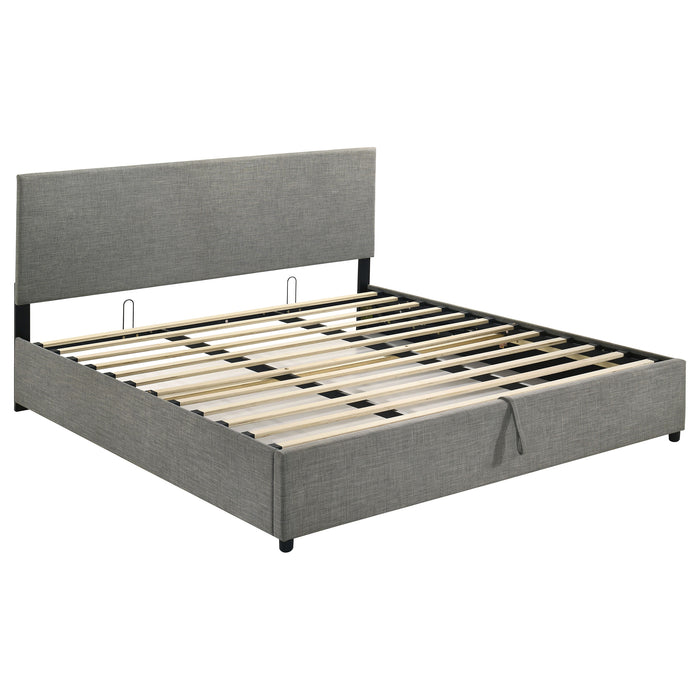 Reeves Upholstered Eastern King Lift-Top Storage Platform Bed Grey