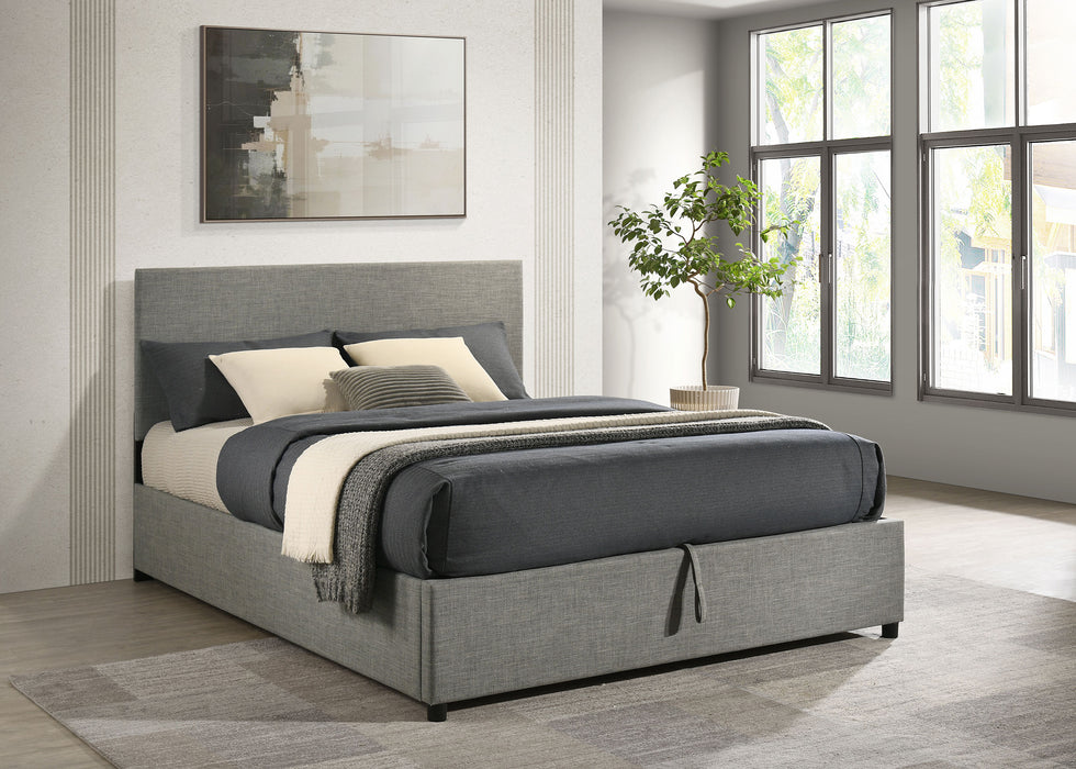 Reeves Upholstered Eastern King Lift-Top Storage Platform Bed Grey