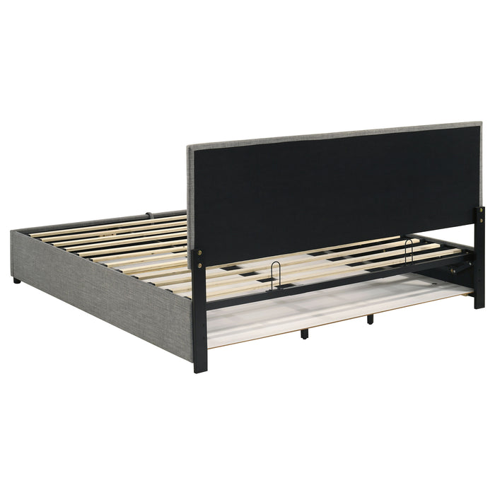 Reeves Upholstered Eastern King Lift-Top Storage Platform Bed Grey