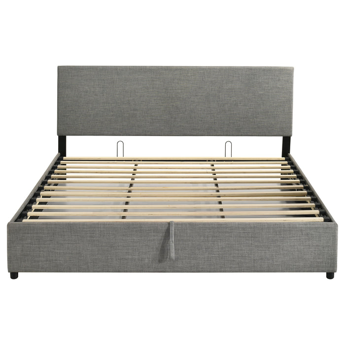 Reeves Upholstered Eastern King Lift-Top Storage Platform Bed Grey