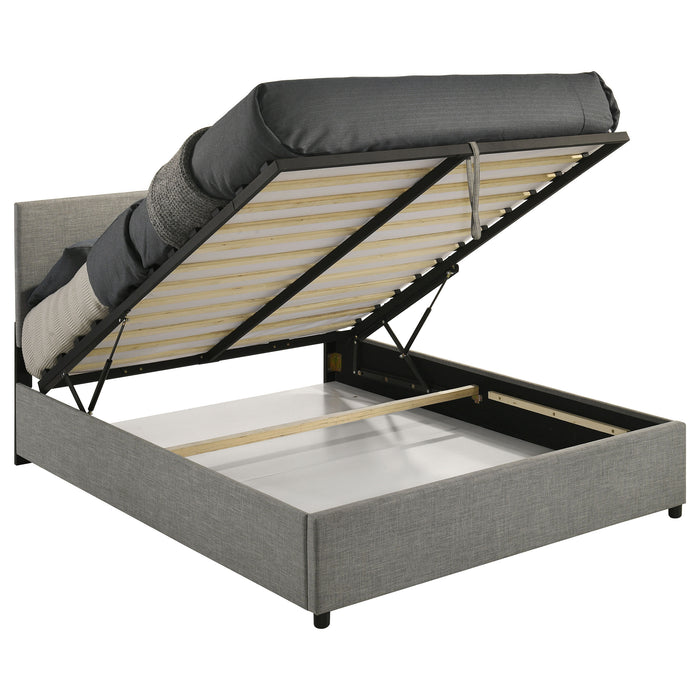 Reeves Upholstered Queen Lift-Top Storage Platform Bed Grey
