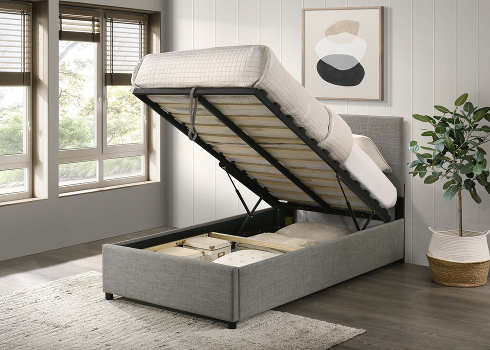 Reeves Upholstered Twin Lift-Top Storage Platform Bed Grey