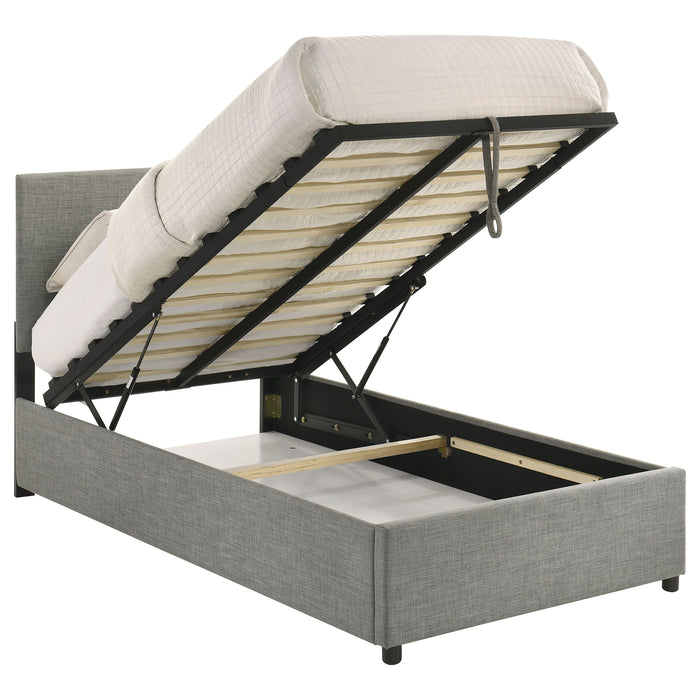 Reeves Upholstered Twin Lift-Top Storage Platform Bed Grey