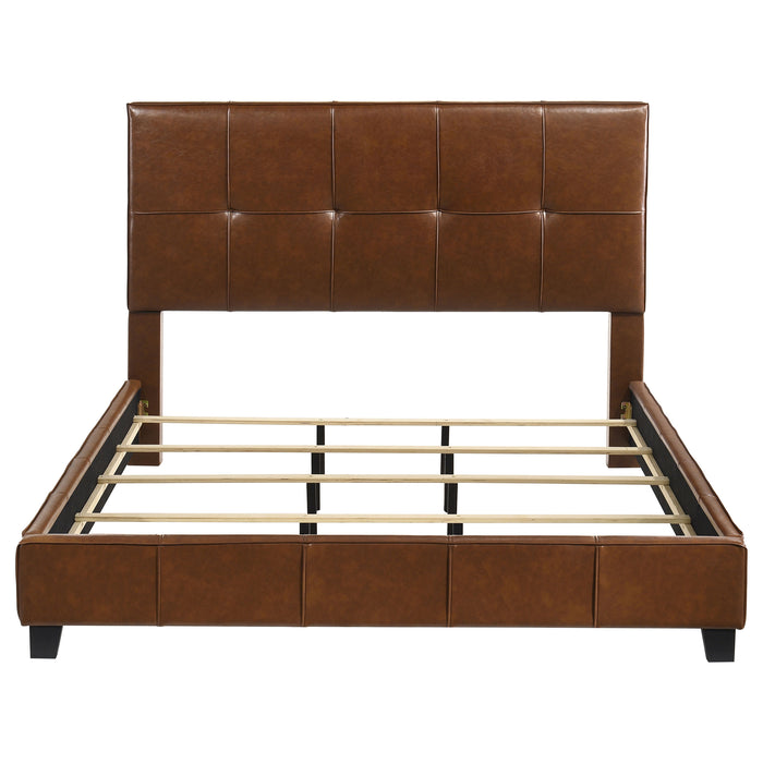 Farrell California King Leatherette Panel Bed Brown