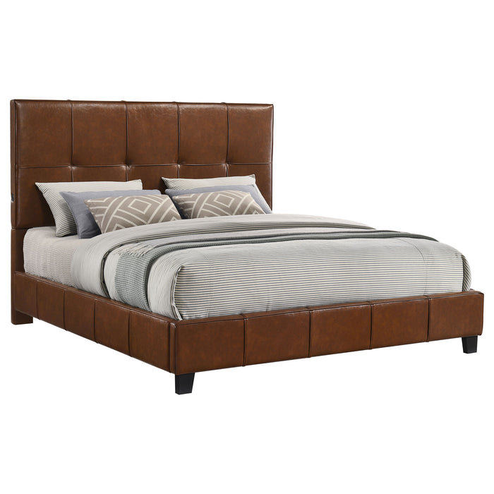Farrell California King Leatherette Panel Bed Brown