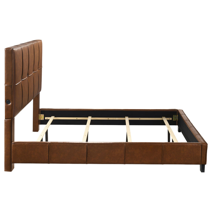 Farrell California King Leatherette Panel Bed Brown