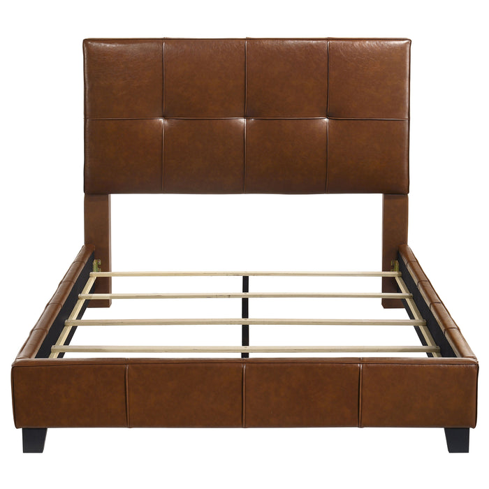 Farrell Queen Leatherette Upholstered Panel Bed Brown
