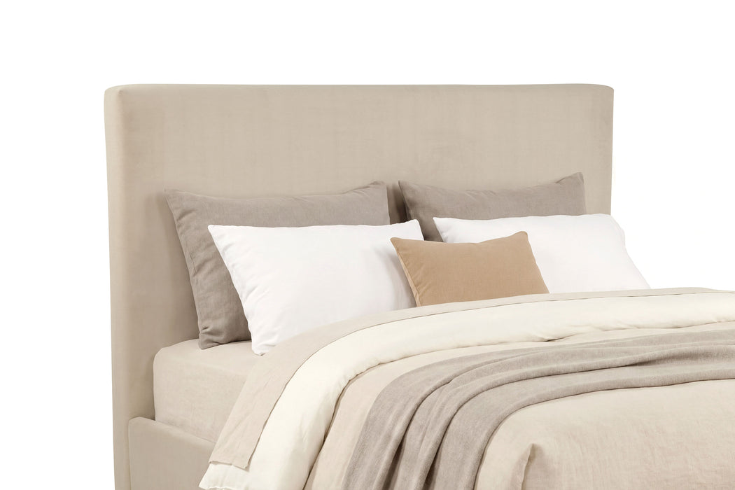 Knox Eastern King Fabric Upholstered Platform Bed Khaki