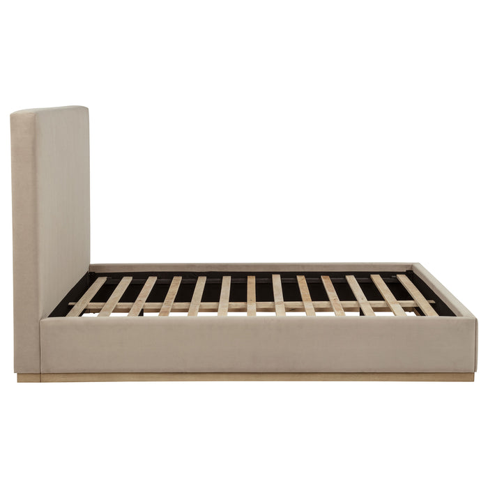 Knox Queen Fabric Upholstered Platform Bed Khaki