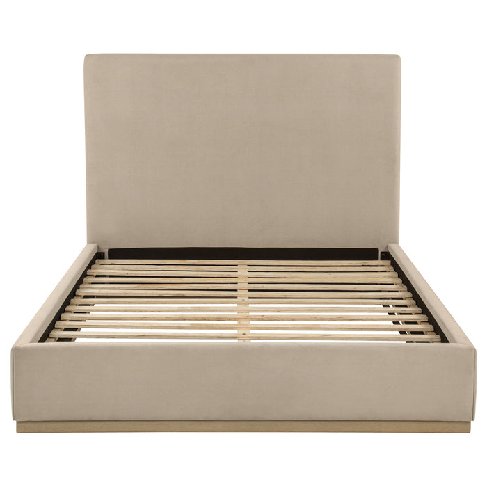 Knox Queen Fabric Upholstered Platform Bed Khaki