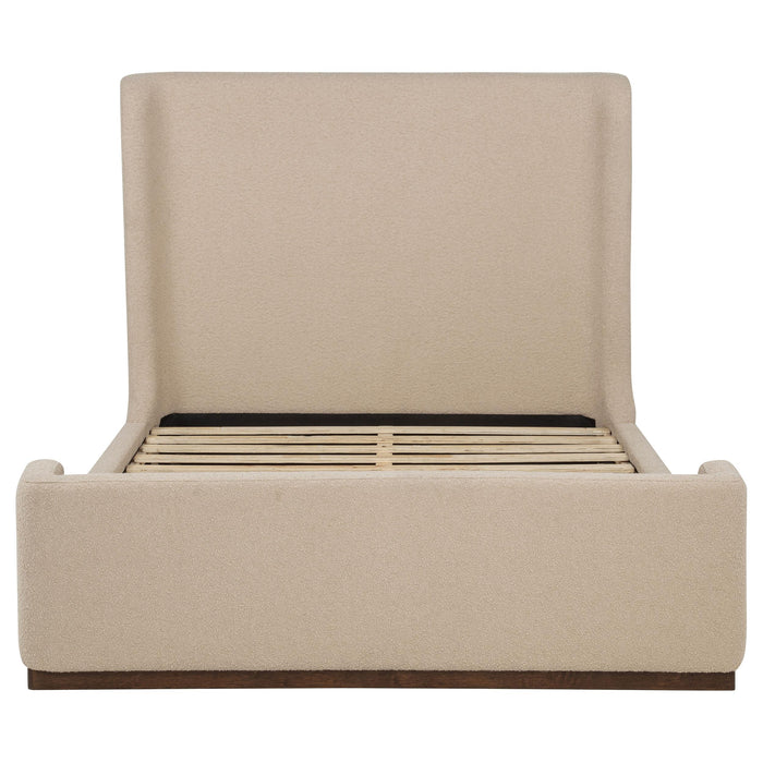 Nala Eastern King Fabric Upholstered Platform Bed Tan