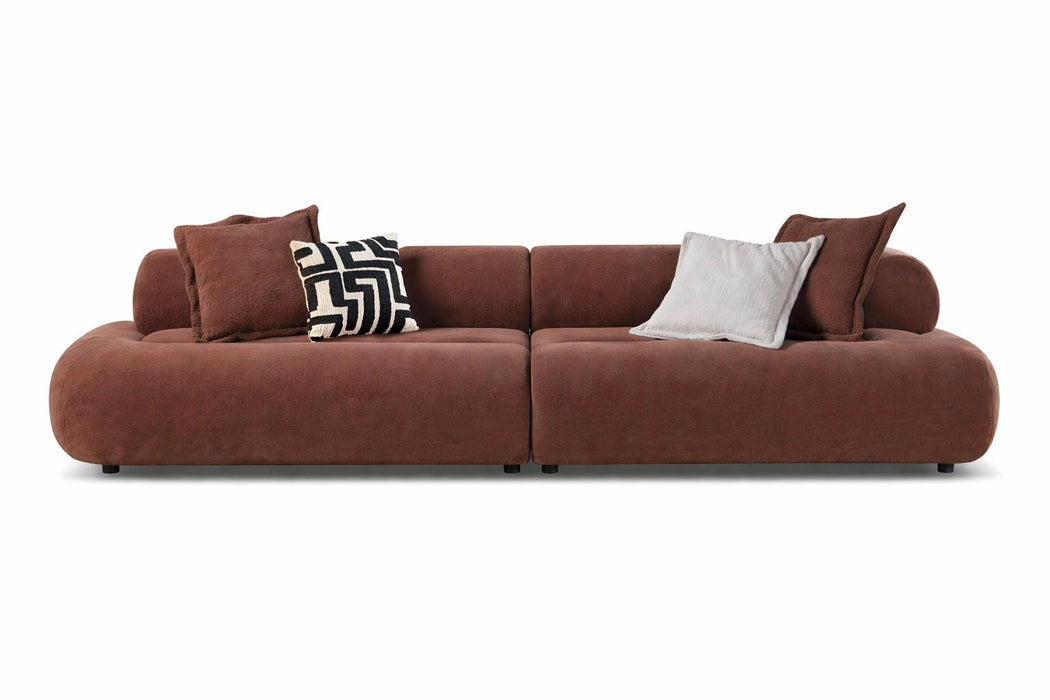 Byrne 105-inch Velvet Modular Bumper Sectional Sofa Rust