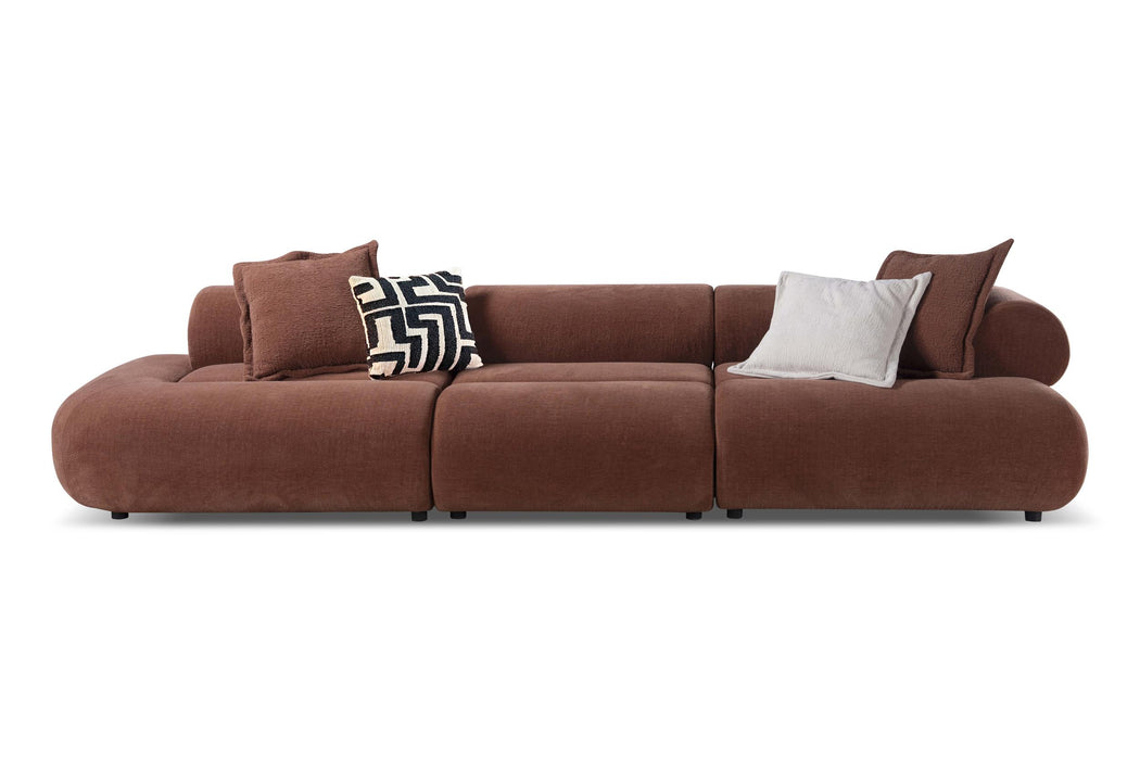 Byrne 143-inch Velvet Modular Bumper Sectional Sofa Rust