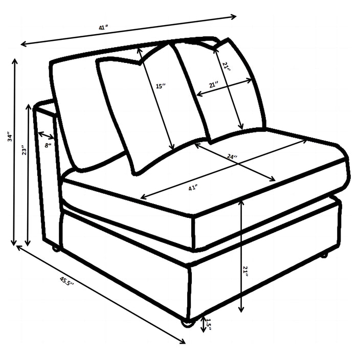 Blaine Upholstered Armless Chair Black